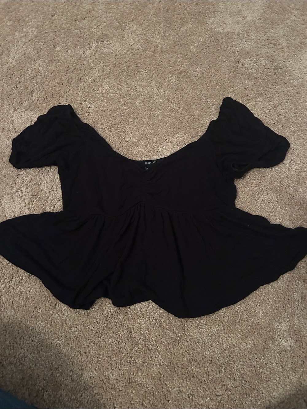 Forever 21 Black Short-Sleeve Peplum Tunic